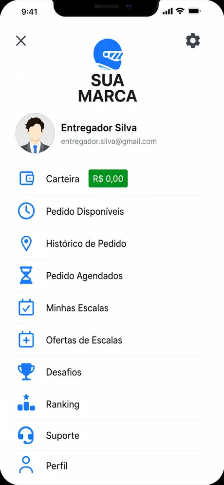 App do entregador com a sua marca